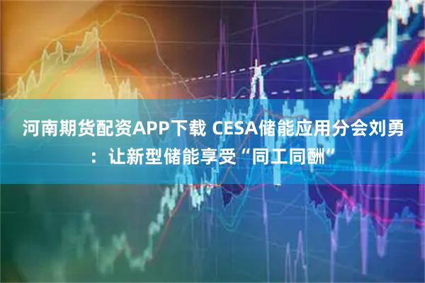 河南期货配资APP下载 CESA储能应用分会刘勇:让新型储能享受“同工同酬”